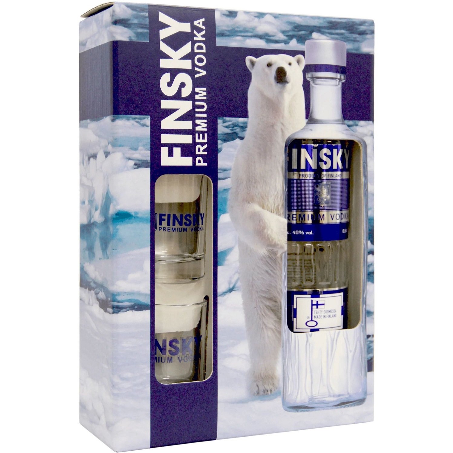 Водка Finsky в подарочной упаковке, 40%, 0,5 л + 2 рюмки - фото 2