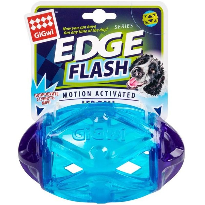 Іграшка для собак GiGwi Edge flash Регбі м'яч, що світиться, 15 см (2309) - фото 1