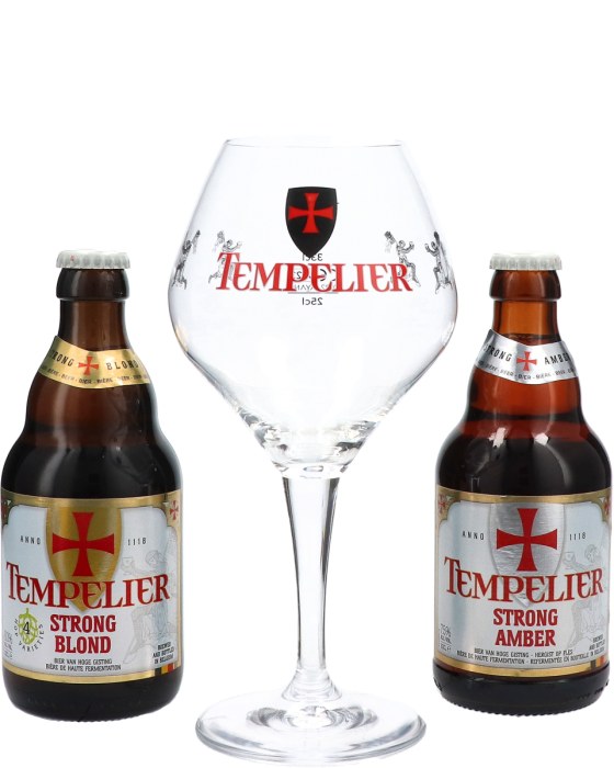 Пиво Corsendonk Tempelier бурштинове, 7,5%, 0,33 л + Світле, 8%, 0,33 л + келих - фото 2