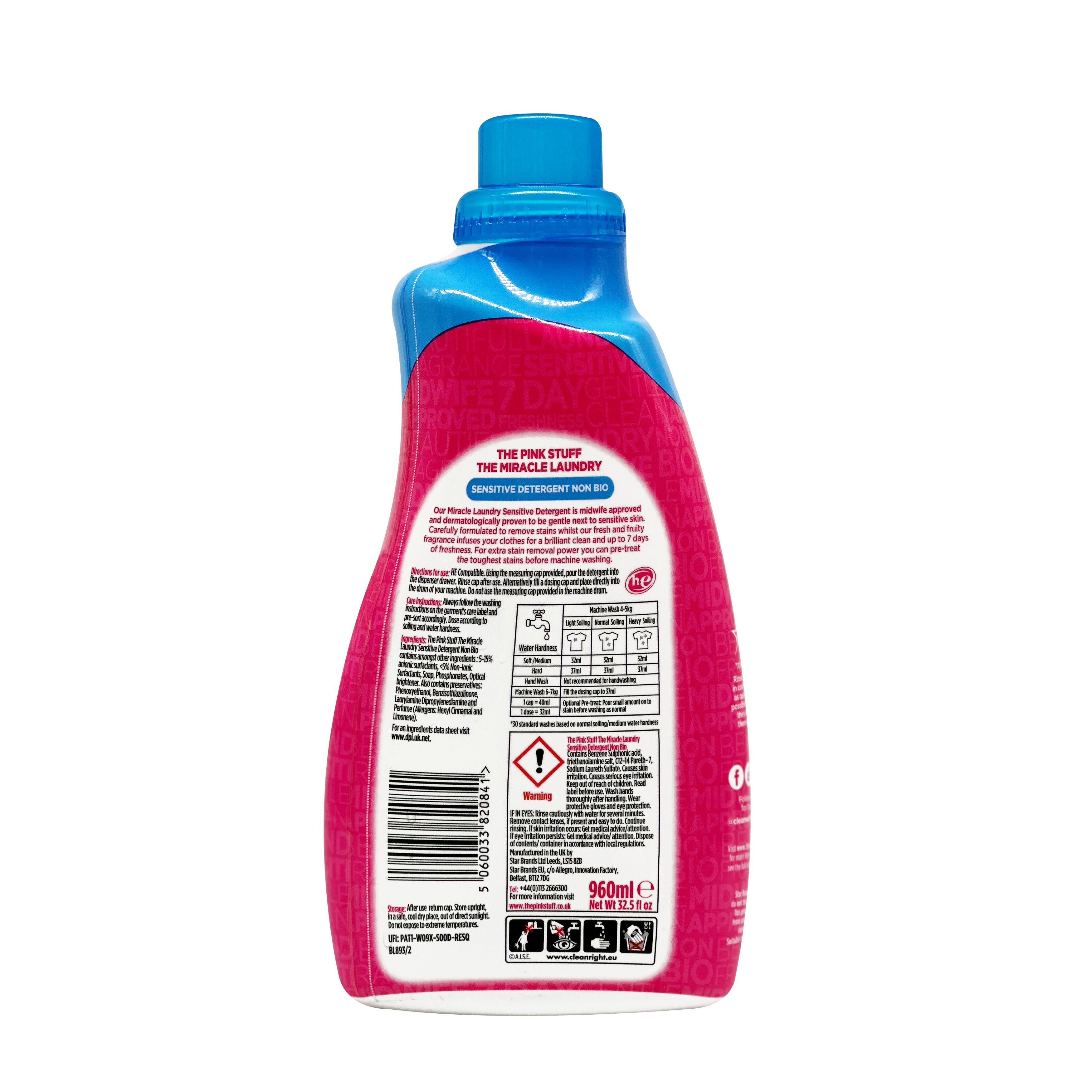 Гель для прання The Pink Stuff Sensitive Detergent Non Bio 960 мл - фото 2