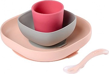 Набір силіконового посуду Beaba Babycook, 4 предмета, рожевий (913429) - фото 1