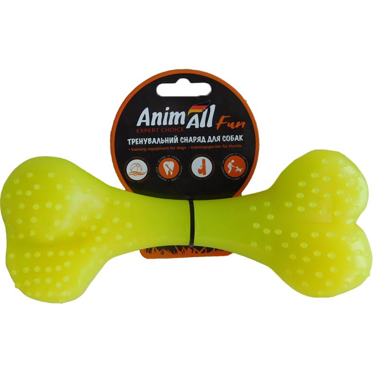 Игрушка для собак AnimAll Fun AGrizZzly Кость желтая 25 см - фото 1