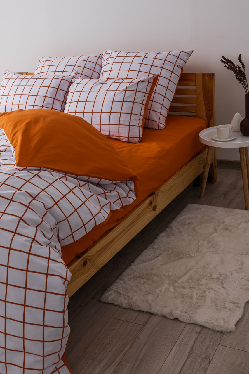Комплект постельного белья ТЕП Happy Sleep Terracotta Check семейный терракотовый с белым (2-03797_25233) - фото 5