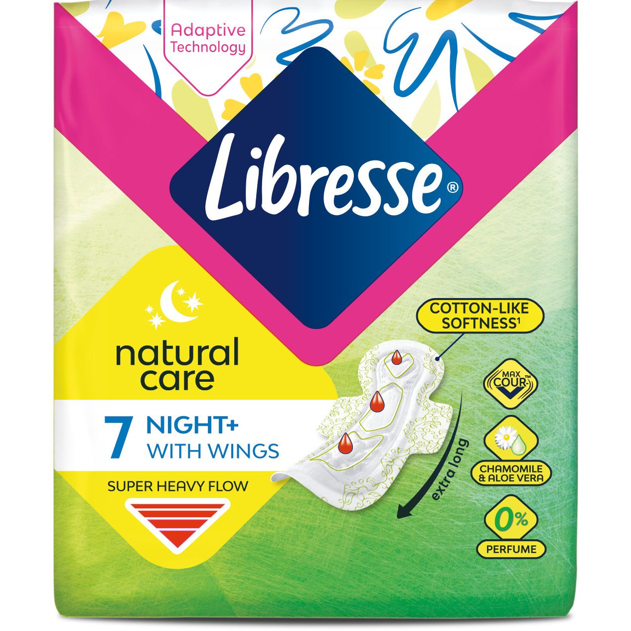Гигиенические прокладки Libresse Natural Care Maxi Night, 7 шт. - фото 1