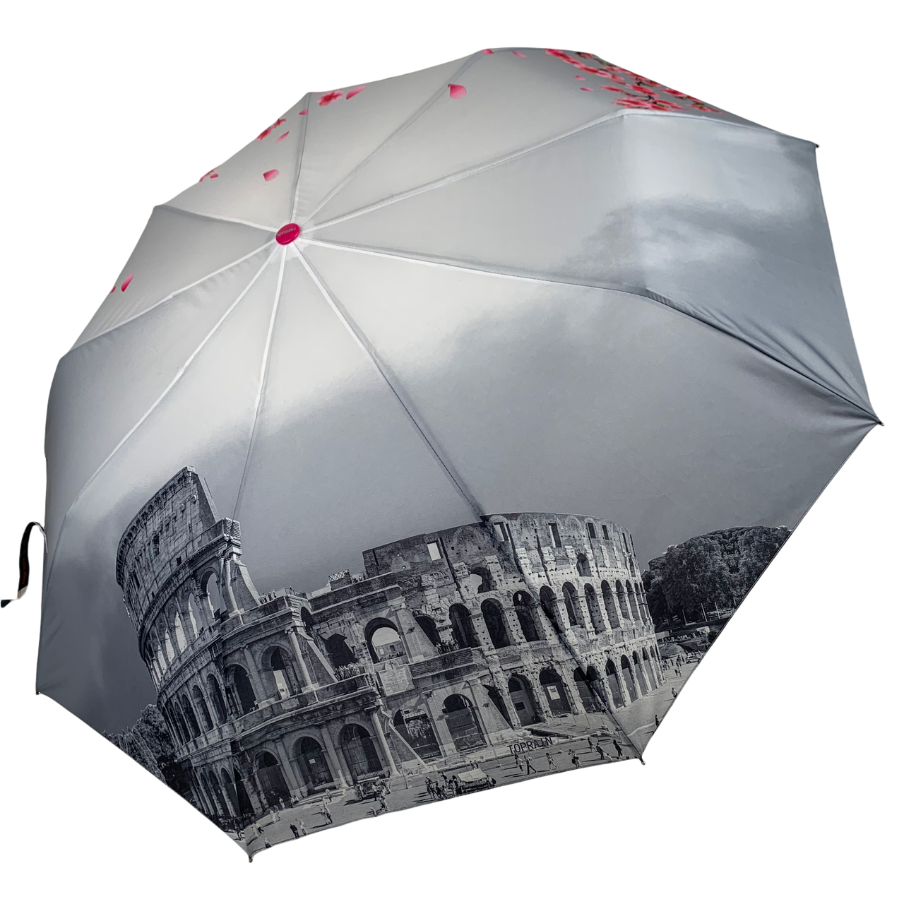 Женский складной зонтик полуавтомат Toprain 102 см серый - фото 3