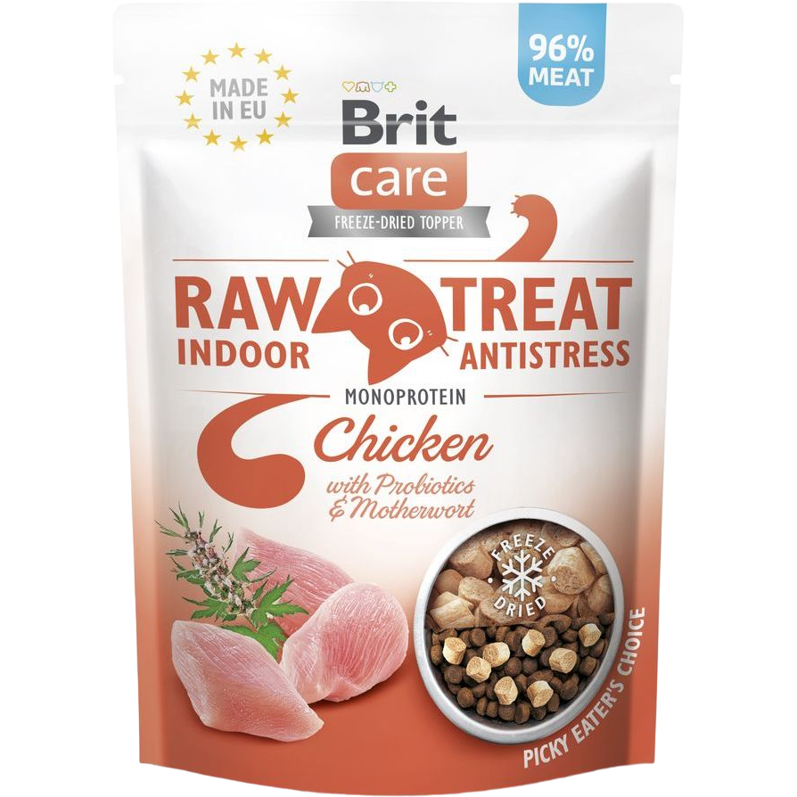 Лакомство для кошек Brit Care Raw Treat Indoor & Antistress с курицей 40 г - фото 1