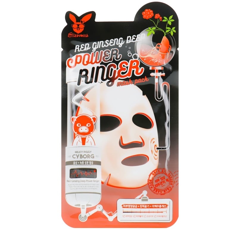 Тканинна маска для обличчя Elizavecca Red Ginseng Deep Power Ringer Mask Pack Червоний женьшень, 23 мл - фото 1