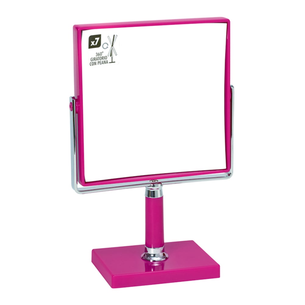 Зеркало на подставке Beter Viva Make Up Macro Mirror двухстороннее 14.5 см розовое - фото 1