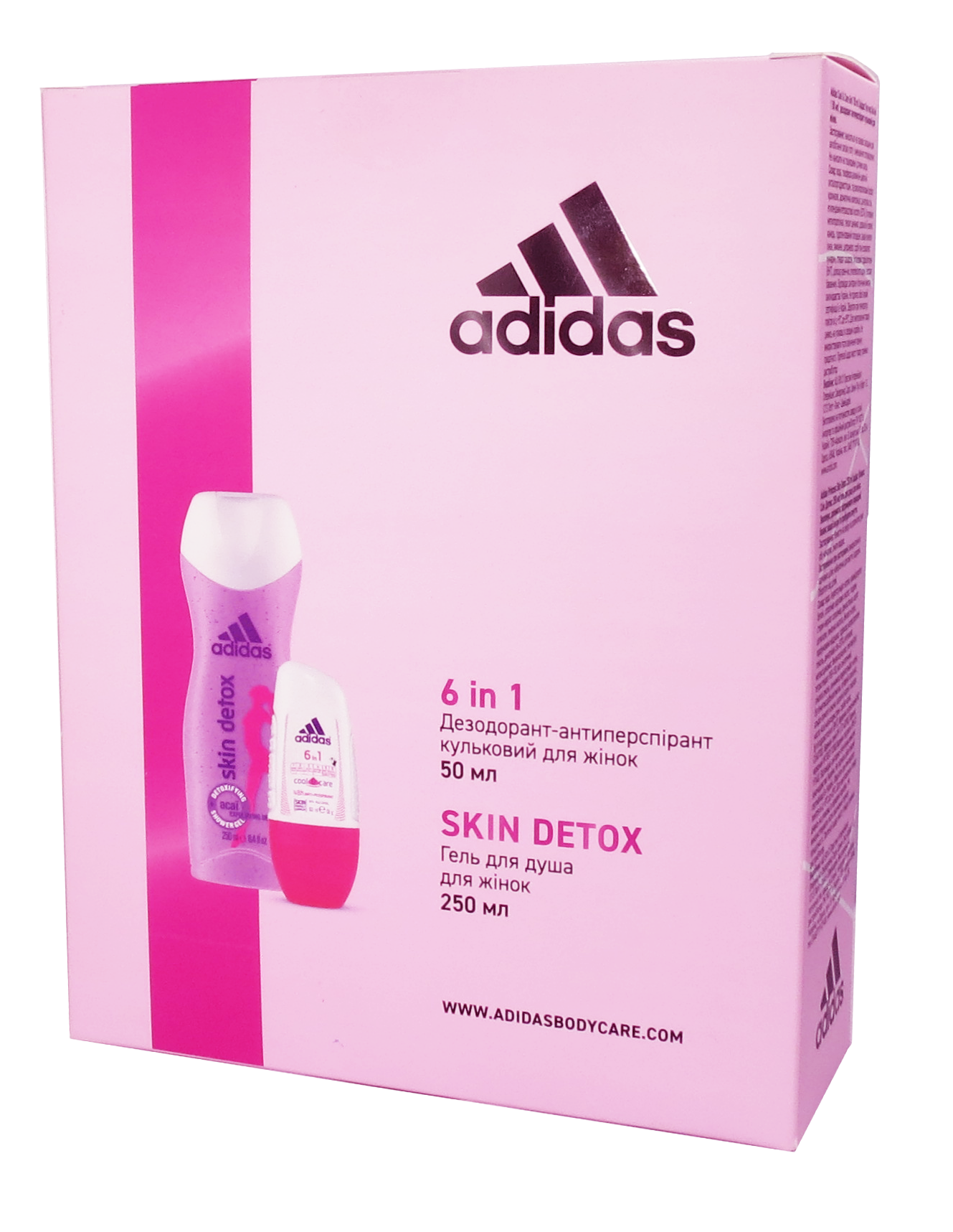 Набор для женщин Adidas 2020 Дезодорант-антиперспирант 6 в 1, 50 мл + Гель для душа Skin Detox, 250 мл - фото 1