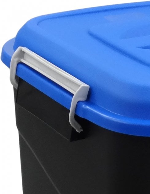 Бак для сміття Tayg Eco, 50 л, з кришкою та ручками, чорний з синім (412028) - фото 2