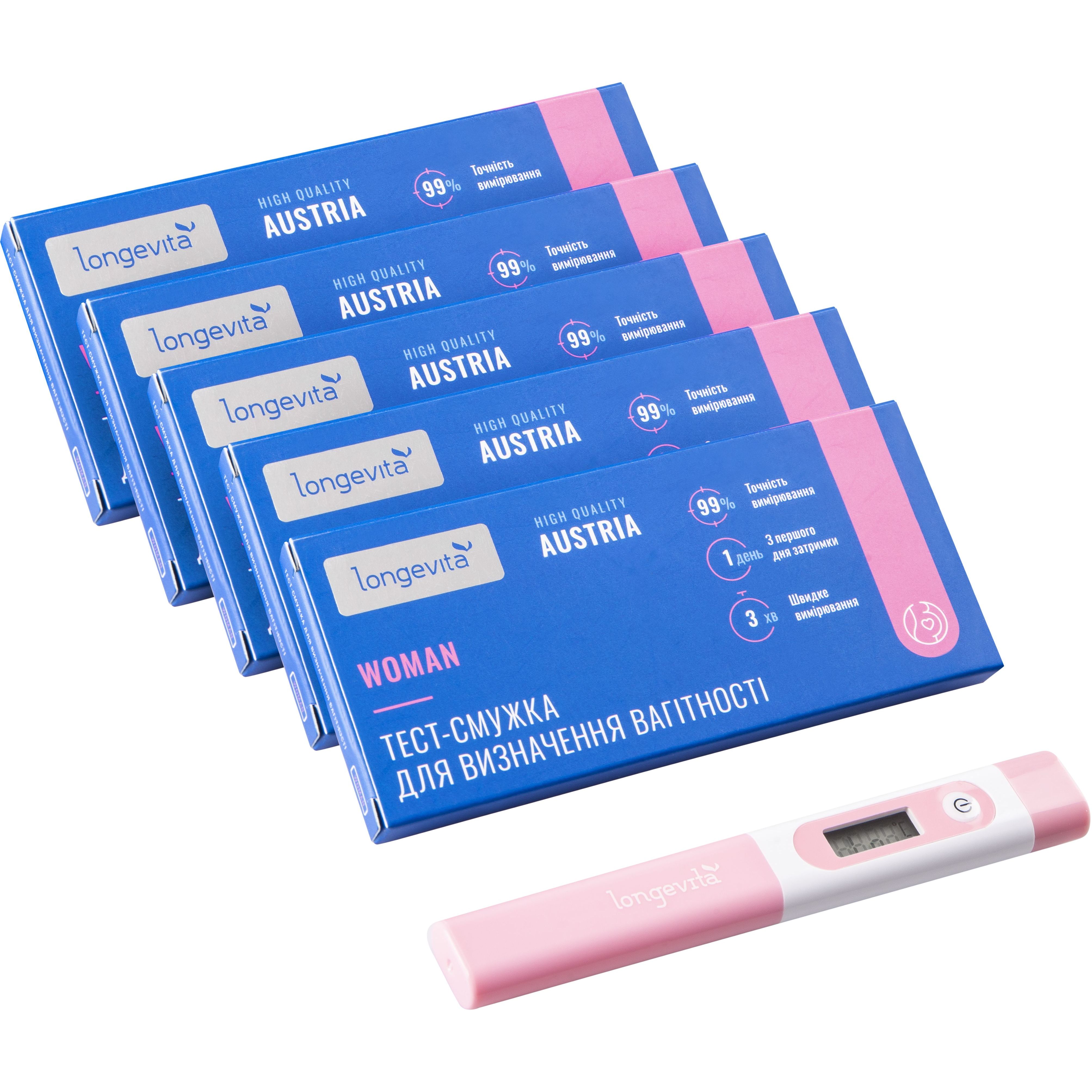 Набір для визначення вагітності Longevita Woman Hope: 5 тест-смужок TS/1 + MT-31 - фото 1