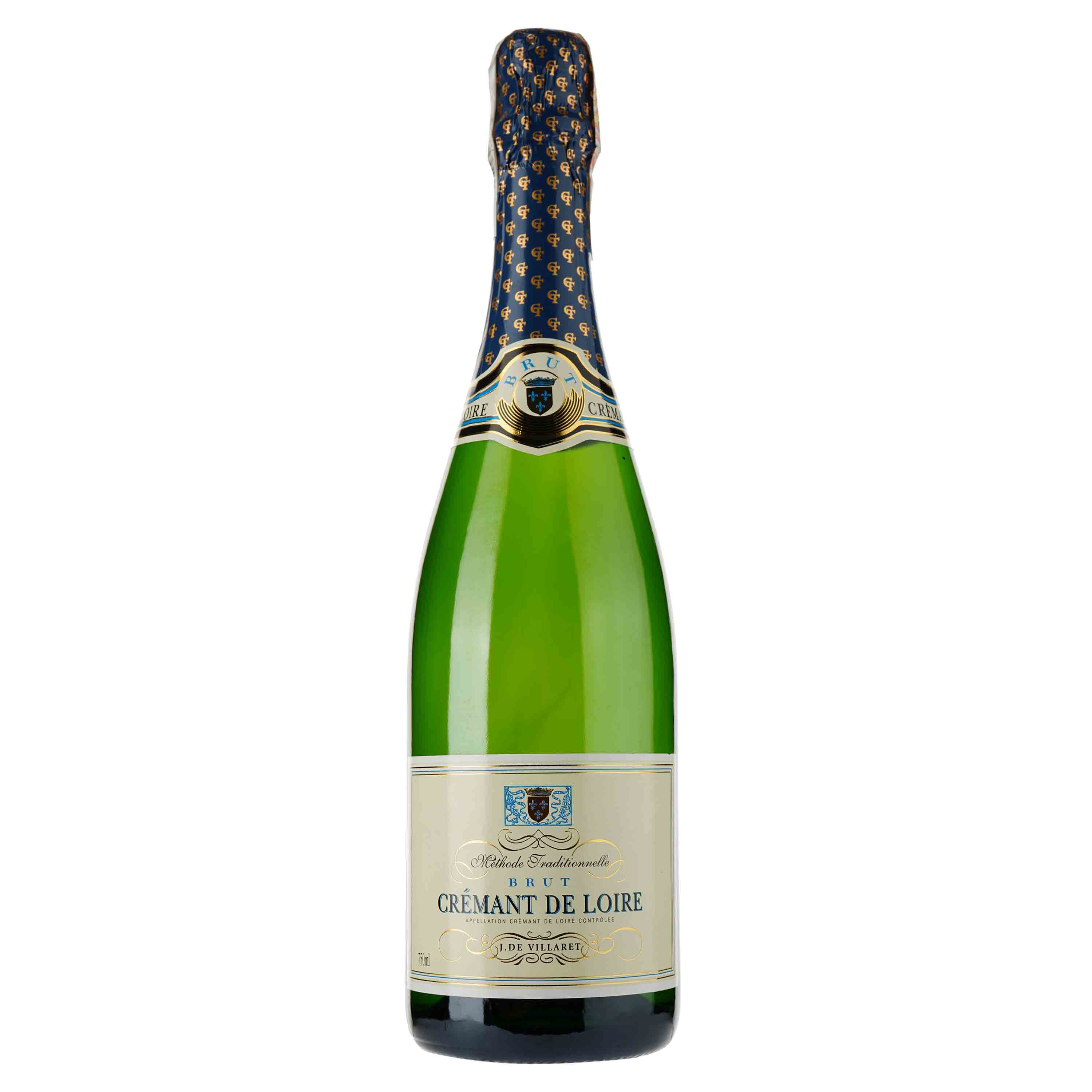 Вино ігристе J. De Villaret Cremant de Loire Brut, біле, брют, 0,75 л - фото 1