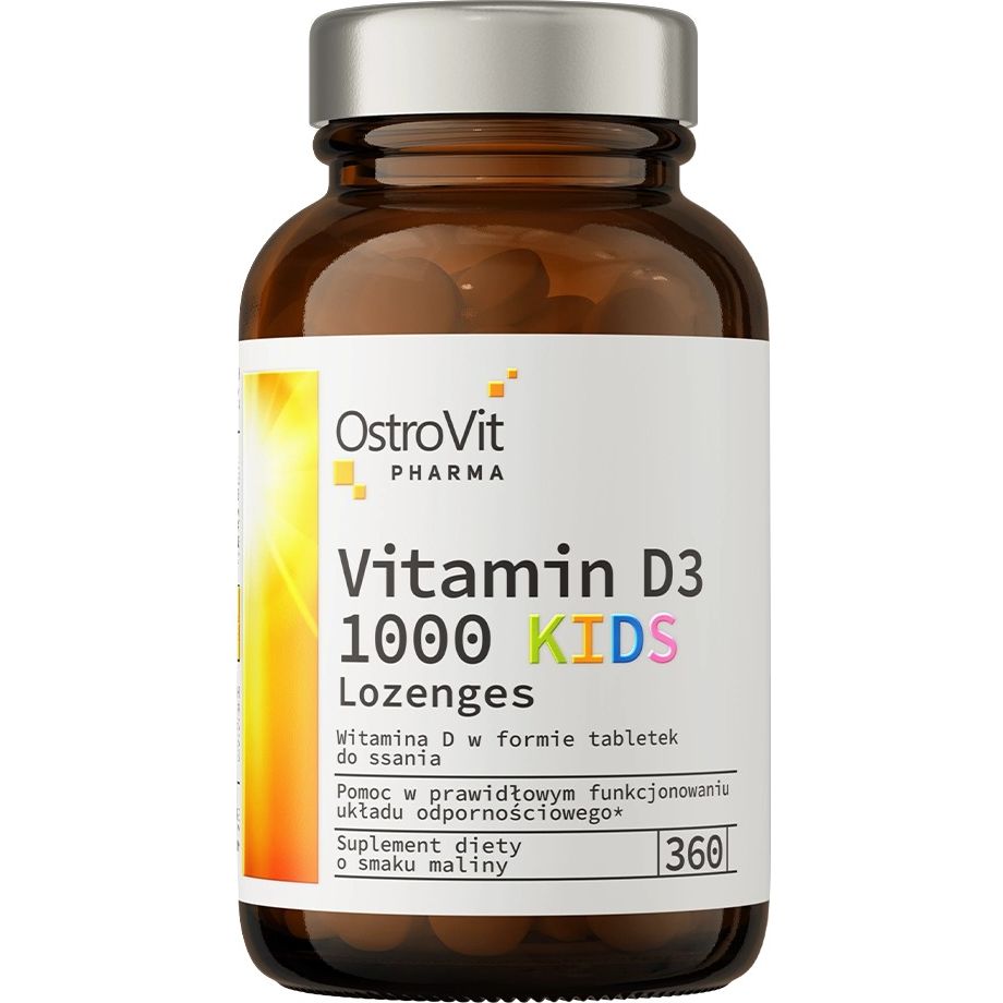 Вітамін OstroVit Pharma Vitamin D3 1000 Kids Lozenges Малиновий 360 таблеток - фото 1