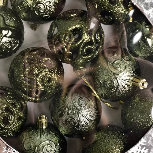 Набір ялинкових кульок Stenson 24 шт. green (25956) - фото 4
