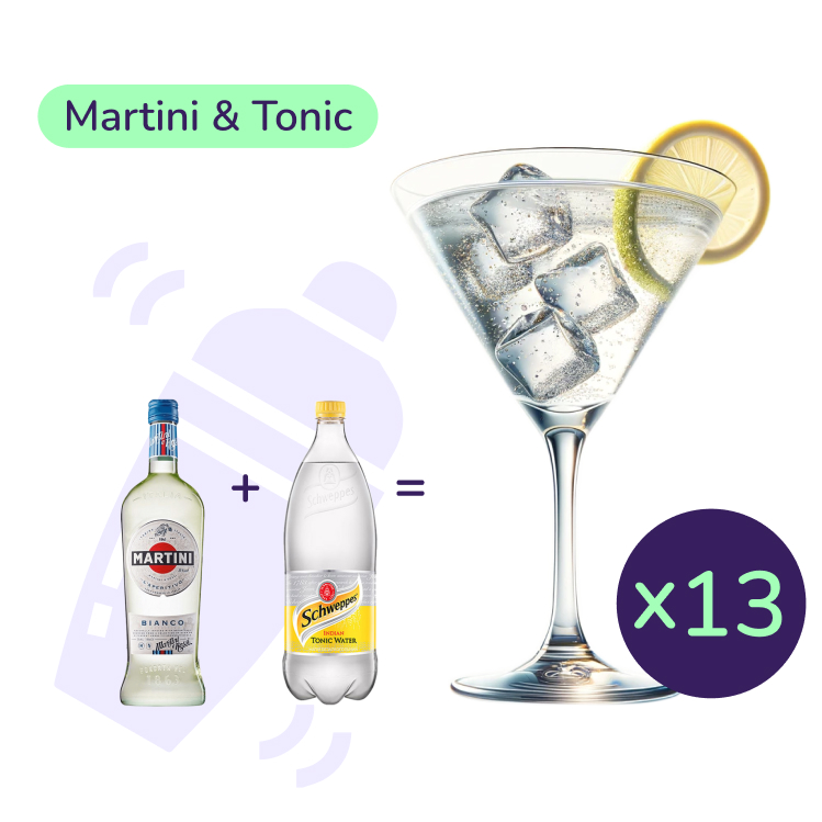 Коктейль Martini & Tonic (набір інгредієнтів) х13 на основі Martini Bianco - фото 1