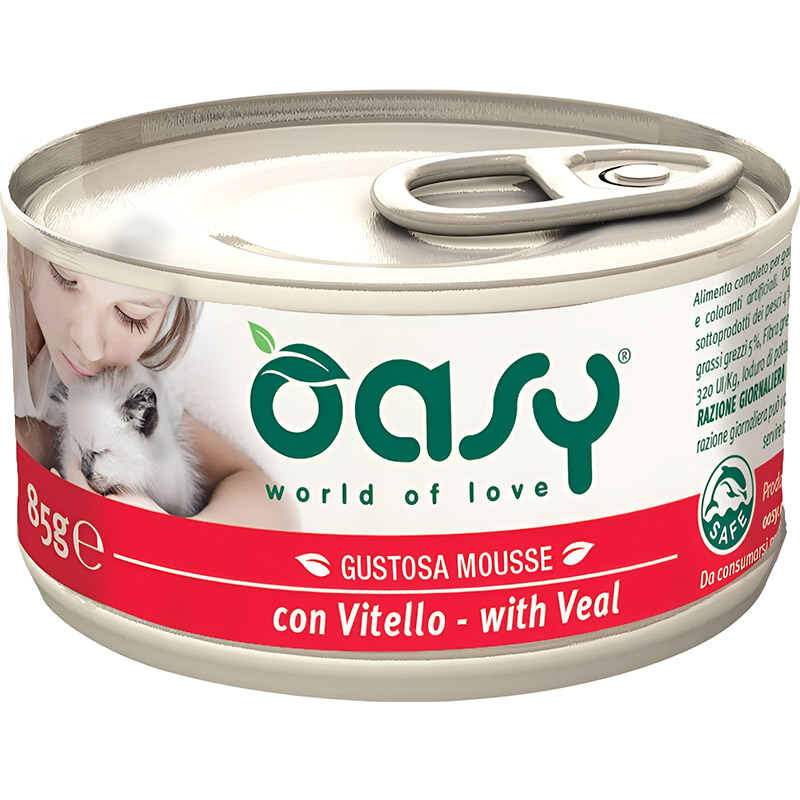 Вологий корм для дорослих котів Oasy Телятина мус 85 г - фото 1