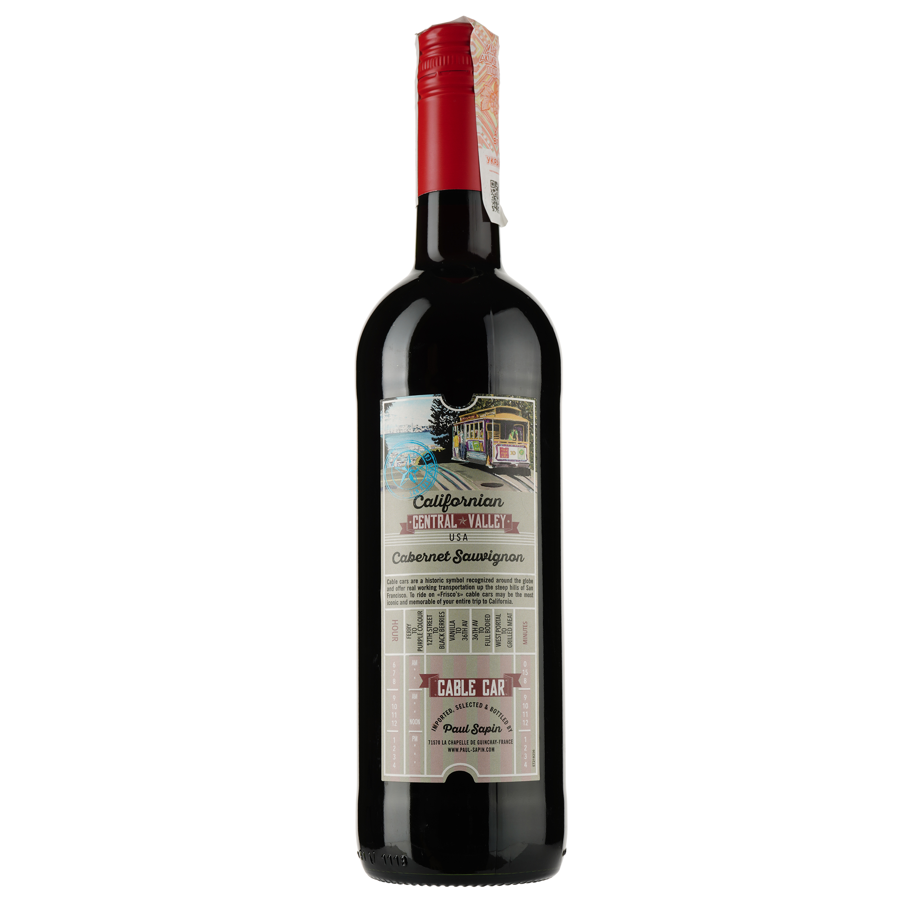 Вино Cable Car Cabernet Sauvignon, червоне, сухе, 13-15%, 0,75 л - фото 1