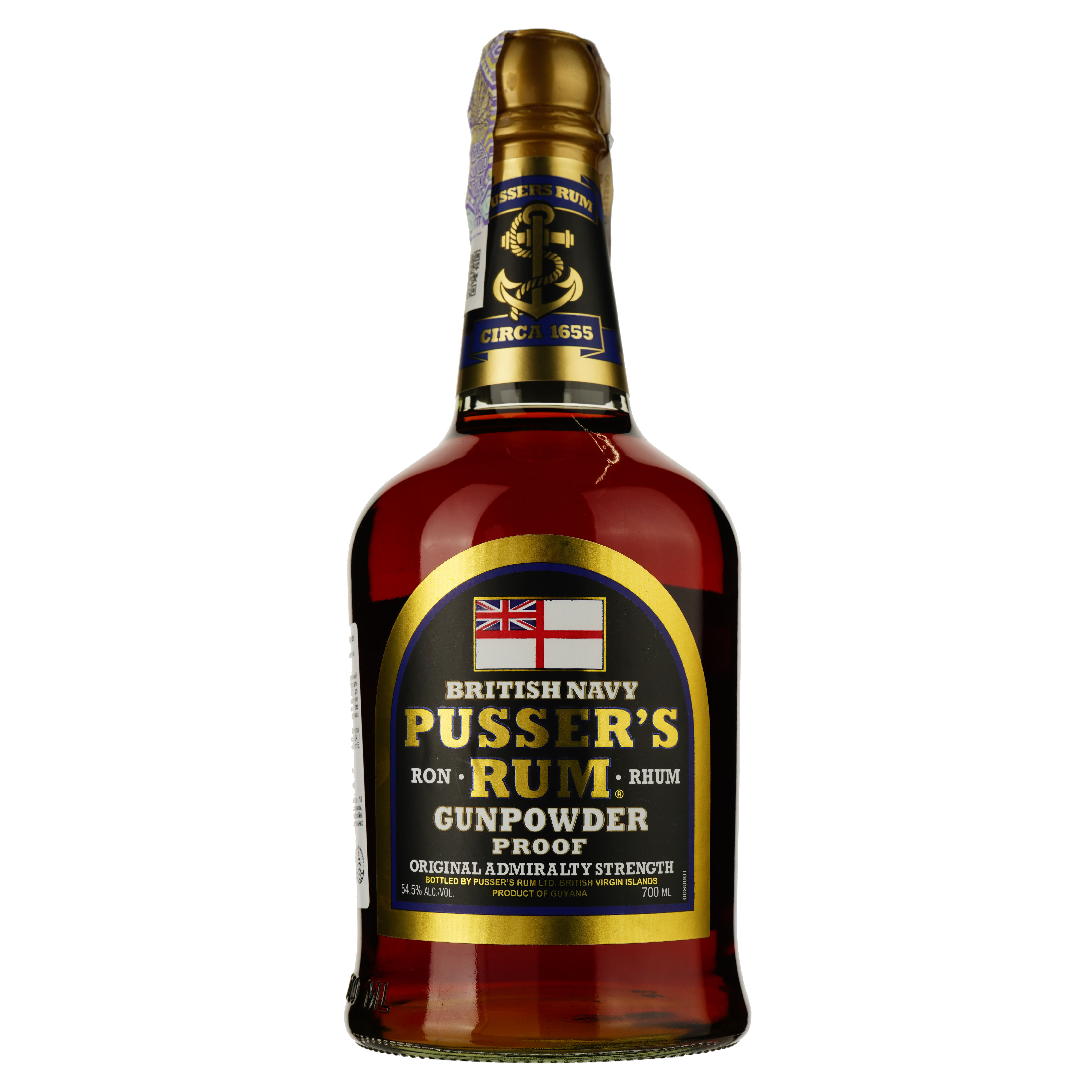 Ром Pusser's Rum Gunpowder, 54,5%, 0,7 л - фото 1