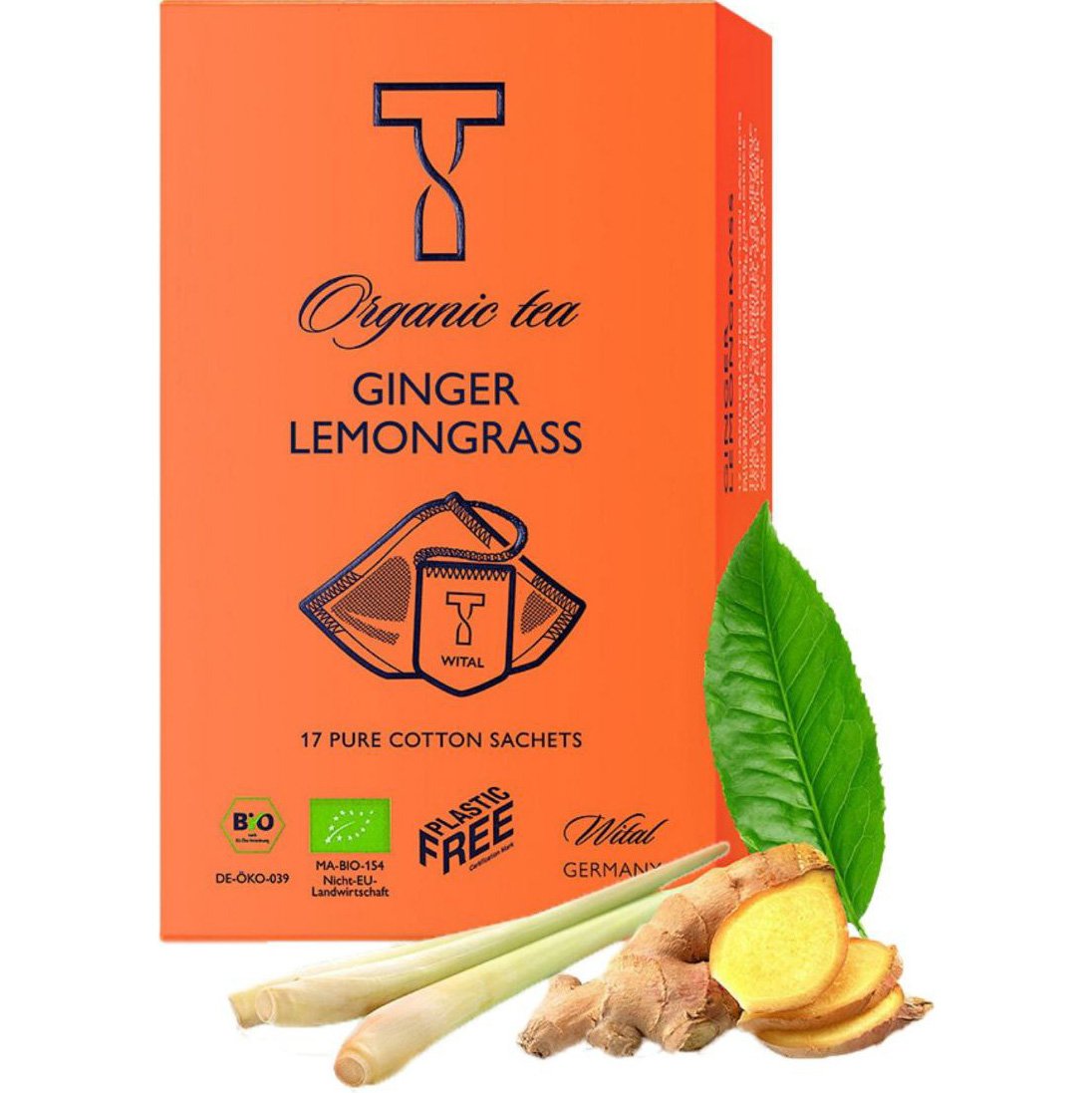 Чай травяной Wital Organic Ginger Lemongrass органический 17 пакетиков 42.5 г - фото 2