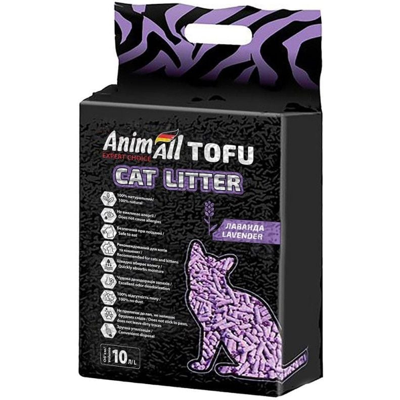 Соєвий наповнювач для котячого туалету AnimAll Тофу, з ароматом лаванди, 10 л - фото 1