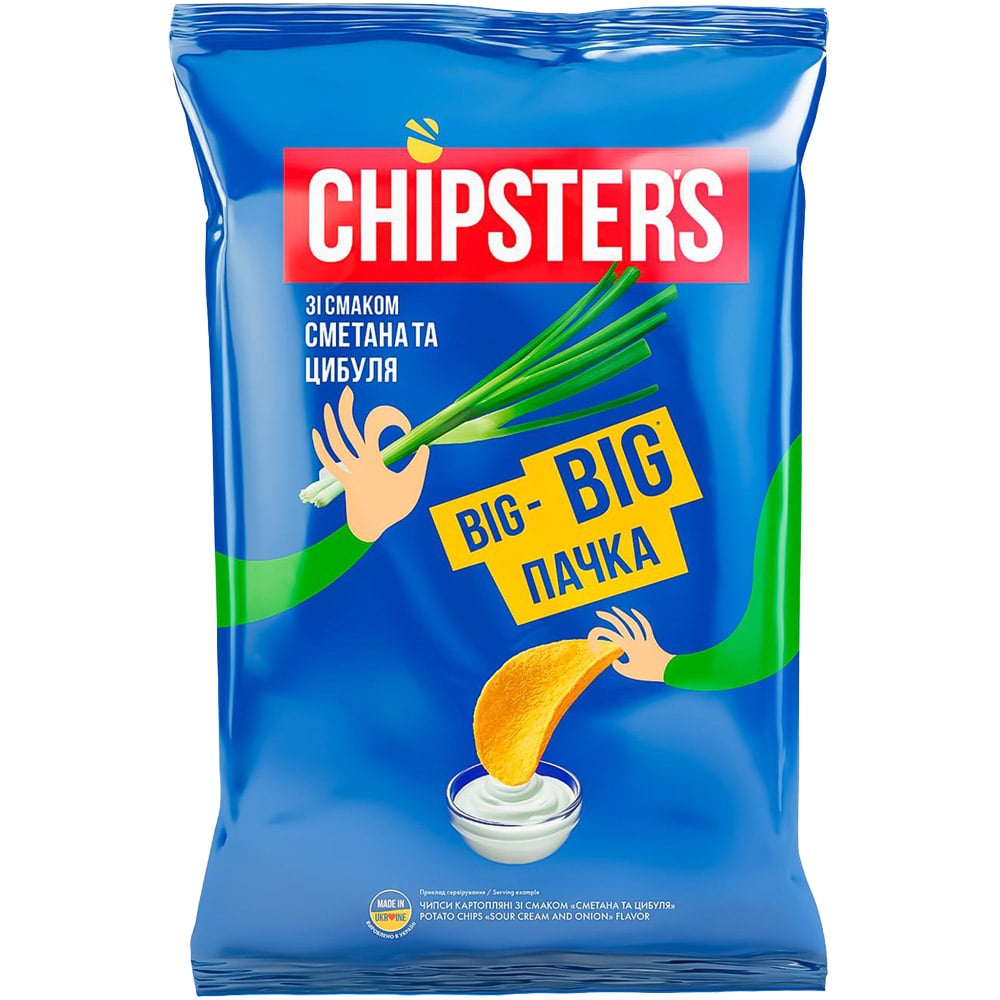 Чипси Chipster's зі смаком сметани та цибулі 180 г (837492) - фото 1