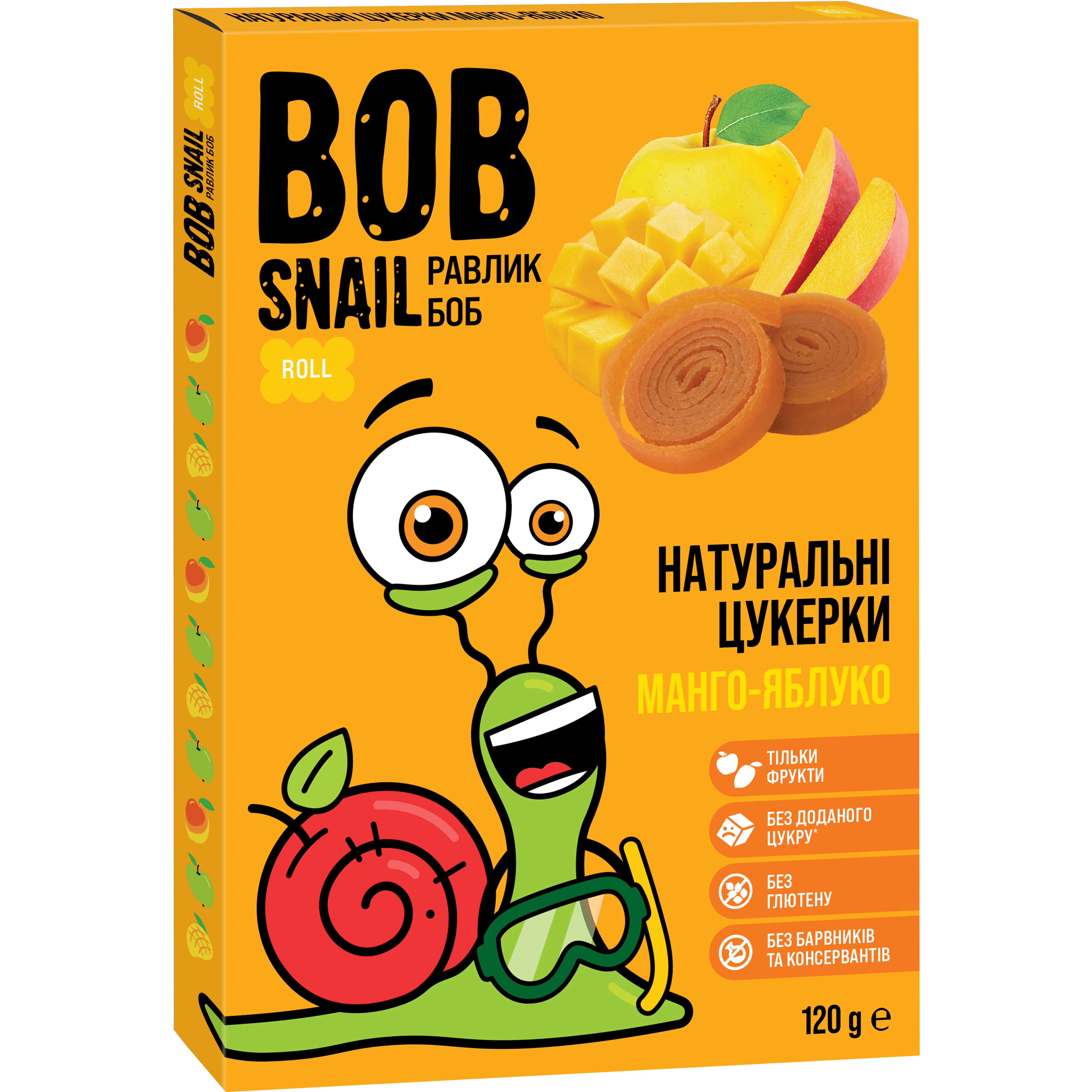 Фруктові цукерки Bob Snail Манго-Яблуко 120 г - фото 1
