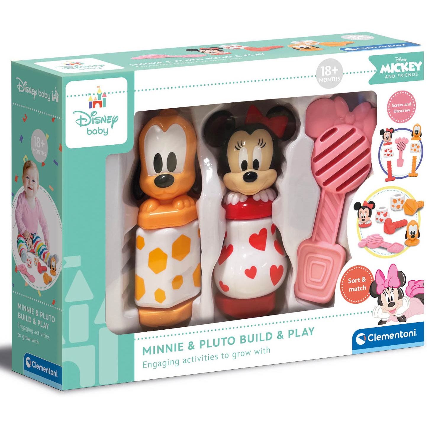 Игрушка развивающая Baby Clementoni Конструктор Minnie & Pluto Build & Play Disney Baby (17842) - фото 5