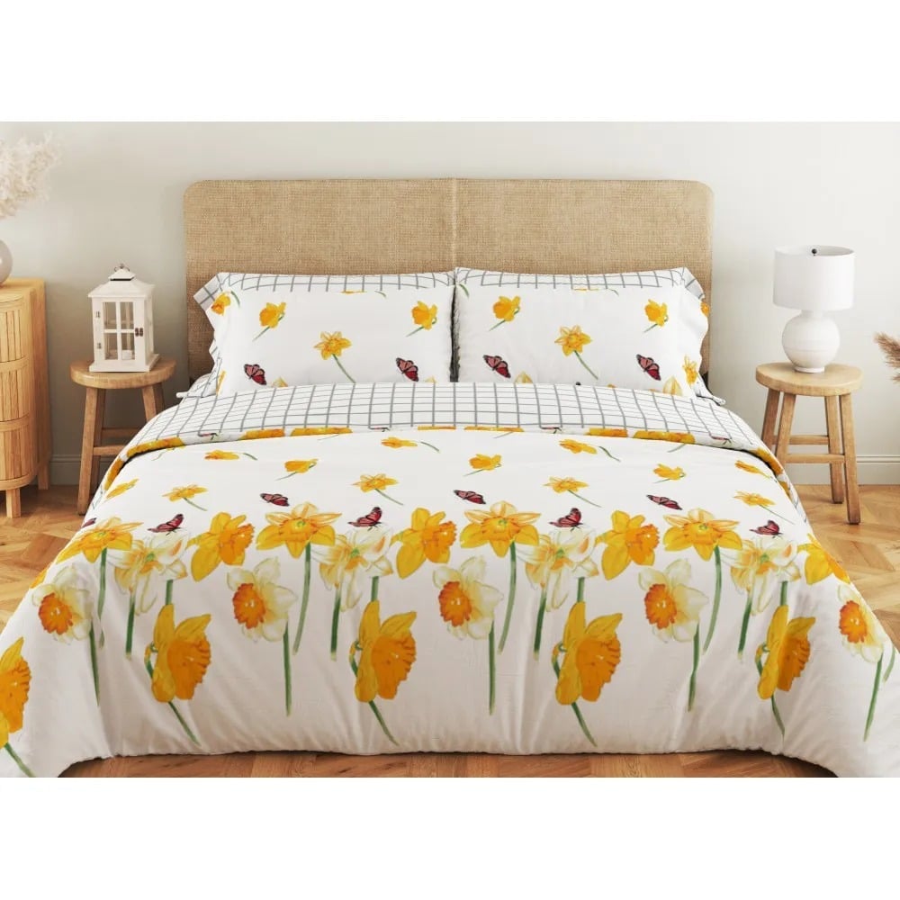 Комплект постельного белья ТЕП Soft dreams 716 Нарцис семейный белый с желтым (2-03860_25903) - фото 1