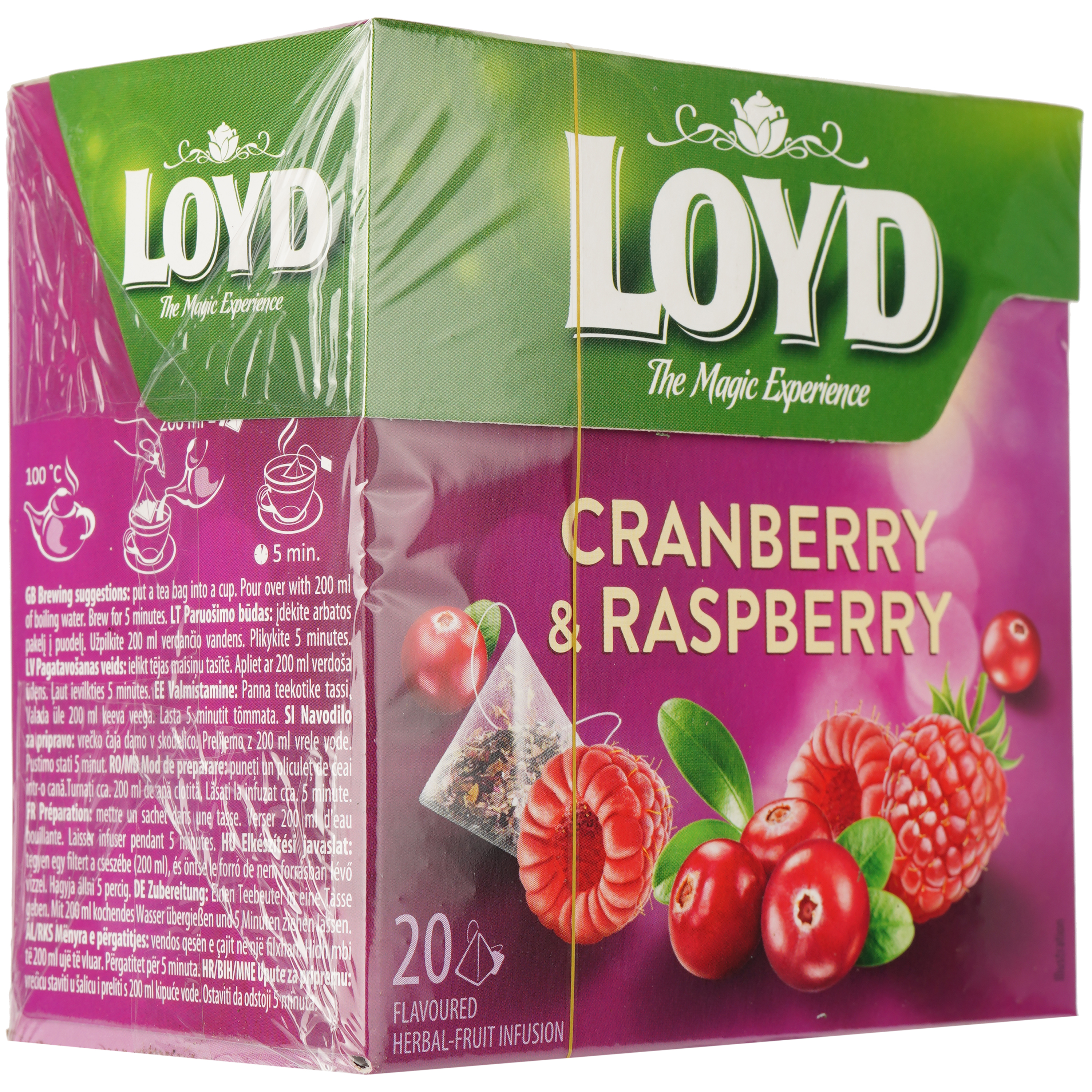 Чай фруктовий Loyd Cranberry&Raspberry Журавлина та малина, в пірамідках, 40 г - фото 3