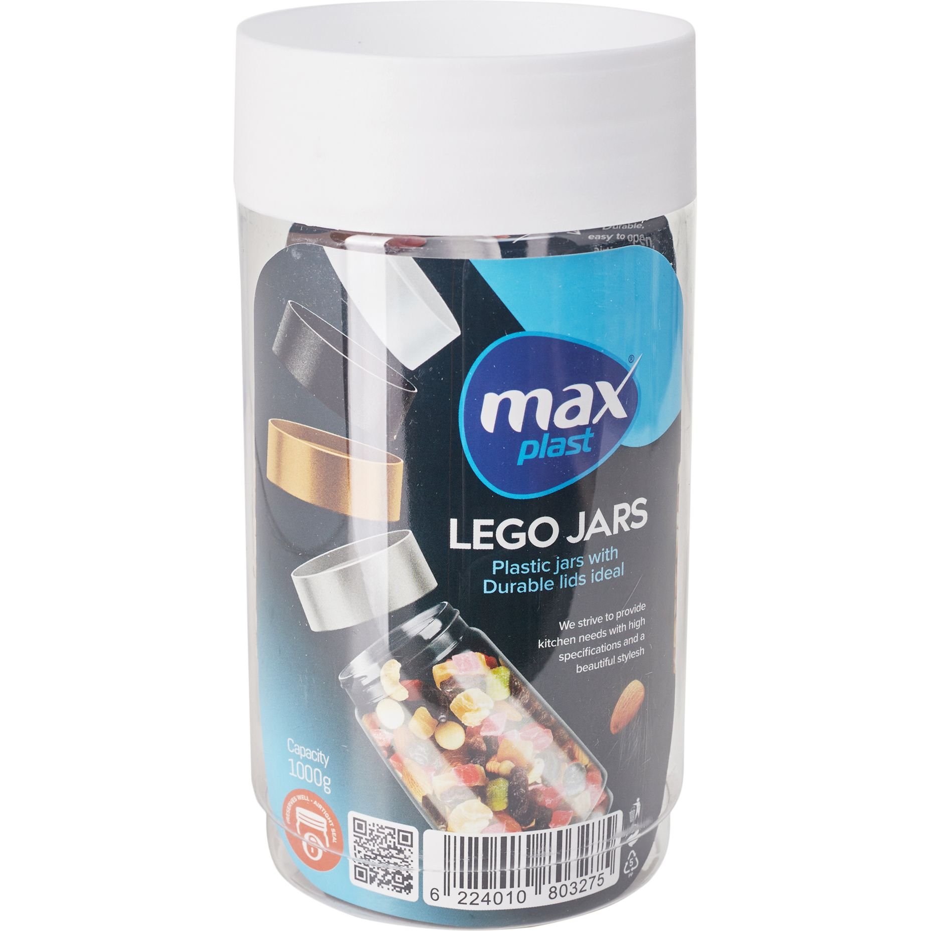 Емкость для хранения сыпучих продуктов Max Plast Lego Jar 1 л в ассортименте - фото 1