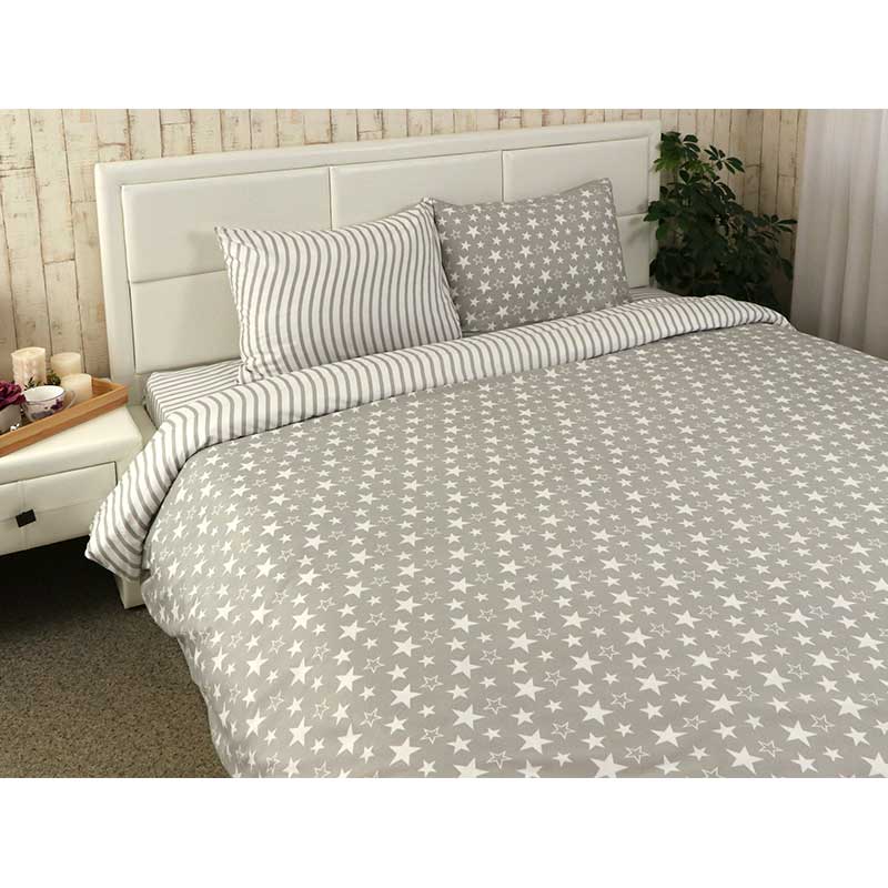 Комплект постельного белья Руно Star, двуспальный, микрофайбер, серый (655.52Star) - фото 1