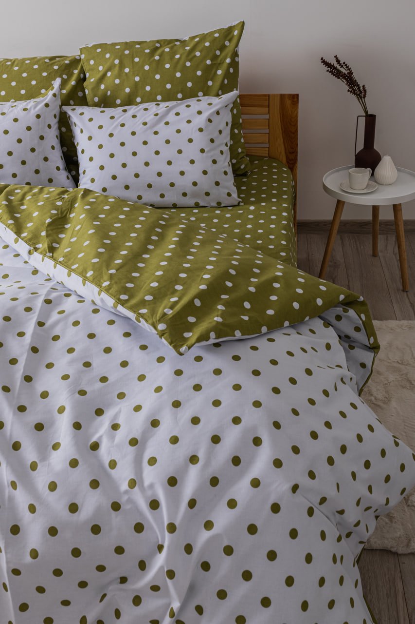 Комплект постільної білизни ТЕП Happy Sleep Olive Dots полуторний оливковий з білим (2-03794_25062) - фото 4