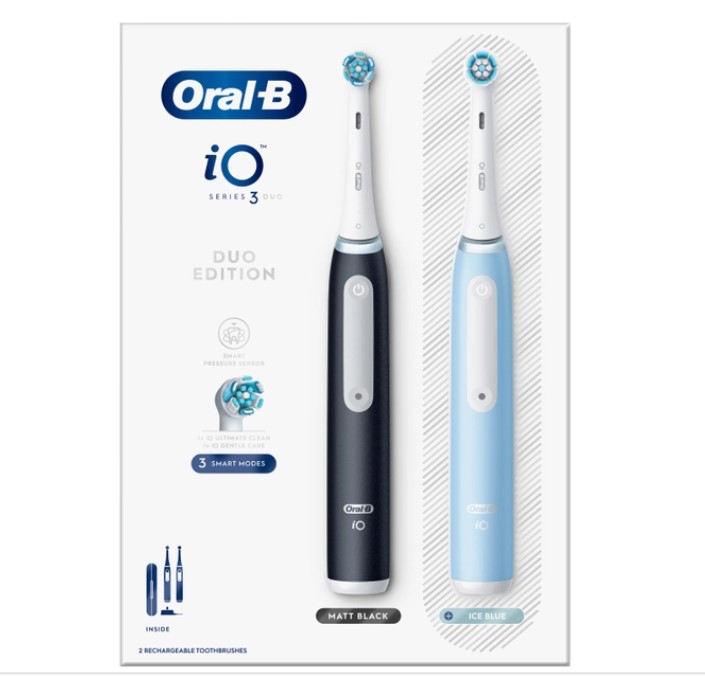 Набор электрических зубных щеток Oral-B Braun iO3 черная и голубая + футляр - фото 3