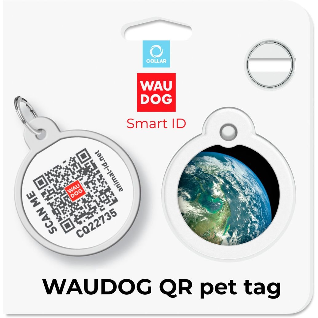 Адресник для собак и кошек Waudog Smart ID с QR паспортом Земля 30 мм - фото 5