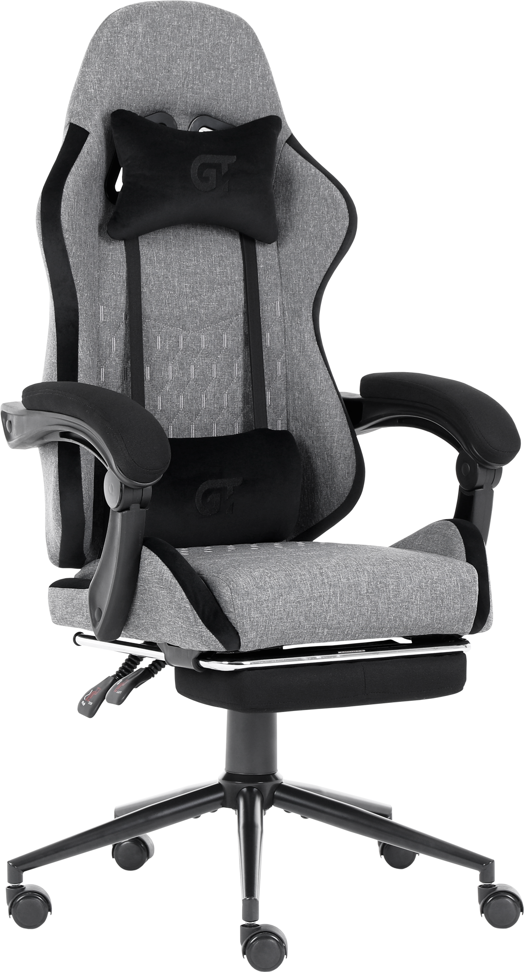Геймерское кресло GT Racer серое с черным (X-2324 Fabric Gray/Black Suede) - фото 3
