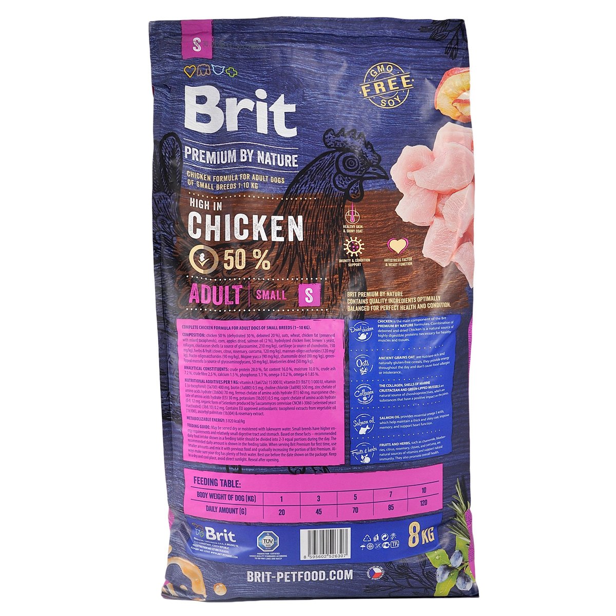 Сухой корм для собак мелких пород Brit Premium Dog Adult S, с курицей, 8 кг - фото 3