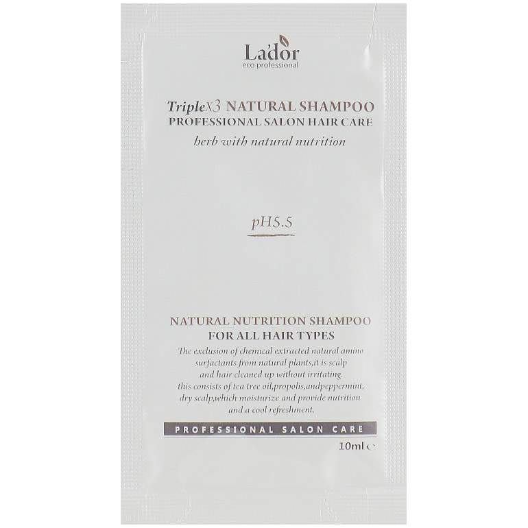 Безсульфатный органический шампунь La'dor Triplex3 Natural, 10 мл - фото 1
