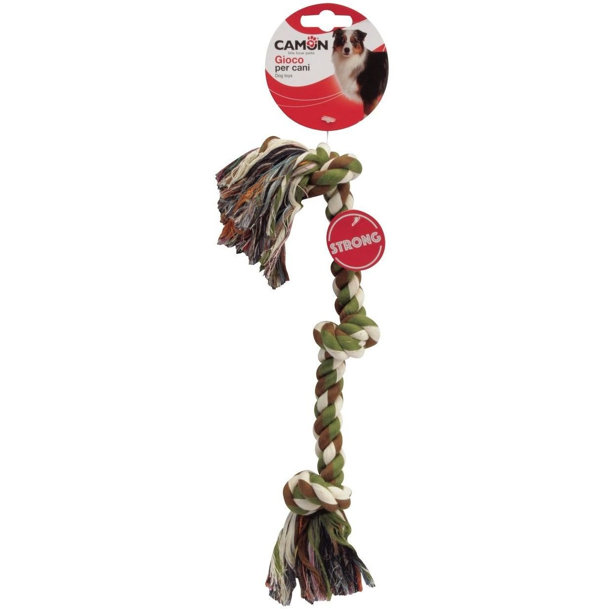 Іграшка для собак Camon мотузка з 3 вузлами, 32 см - фото 1