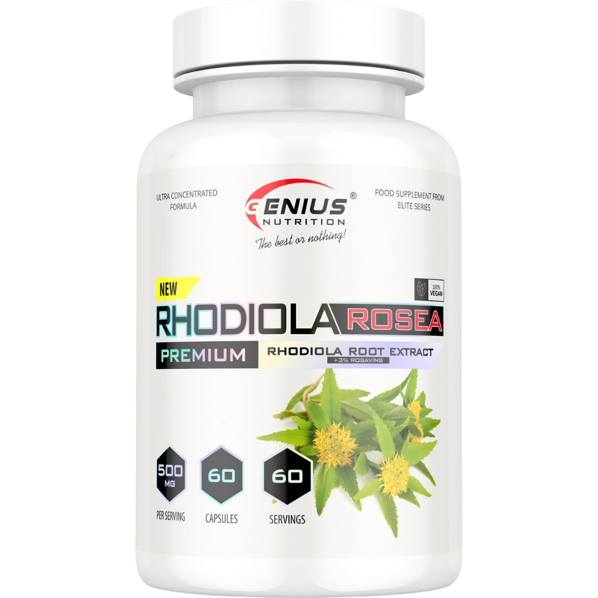 Экстракт родиолы розовой Genius Nutrition Rhodiola Rosea 60 капсул - фото 1