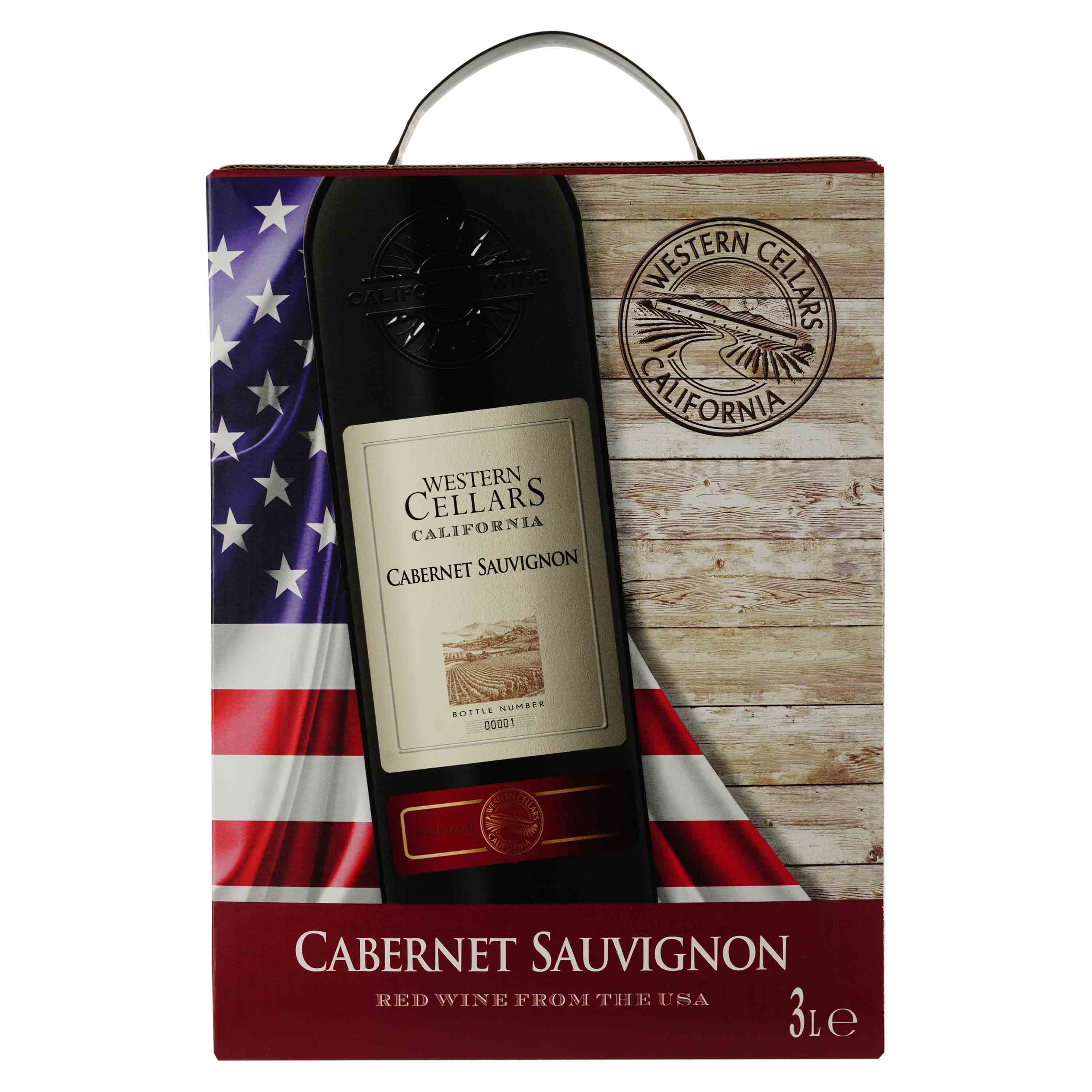 Вино Western Cellars Cabernet Sauvignon, червоне, сухе, 3 л - фото 1