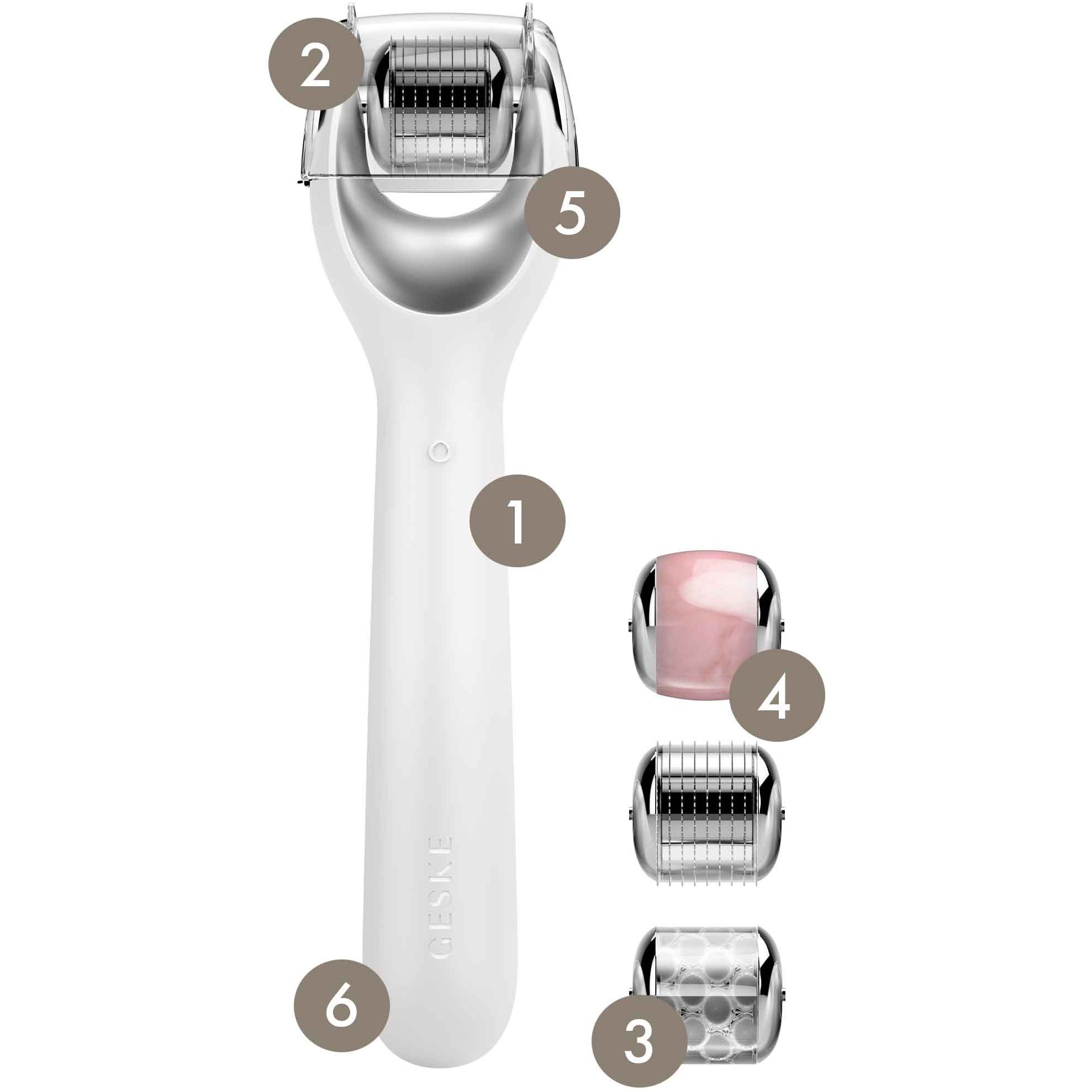 Електронний ролик для обличчя з мікроголками GESKE MicroNeedle Face Roller 9 в 1 білий - фото 4