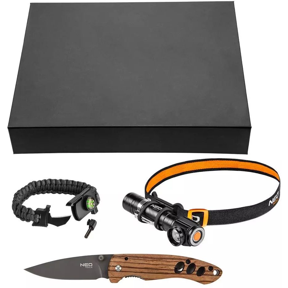 Подарочный набор Neo Tools фонарь, туристический браслет, складной нож (63-033) - фото 3