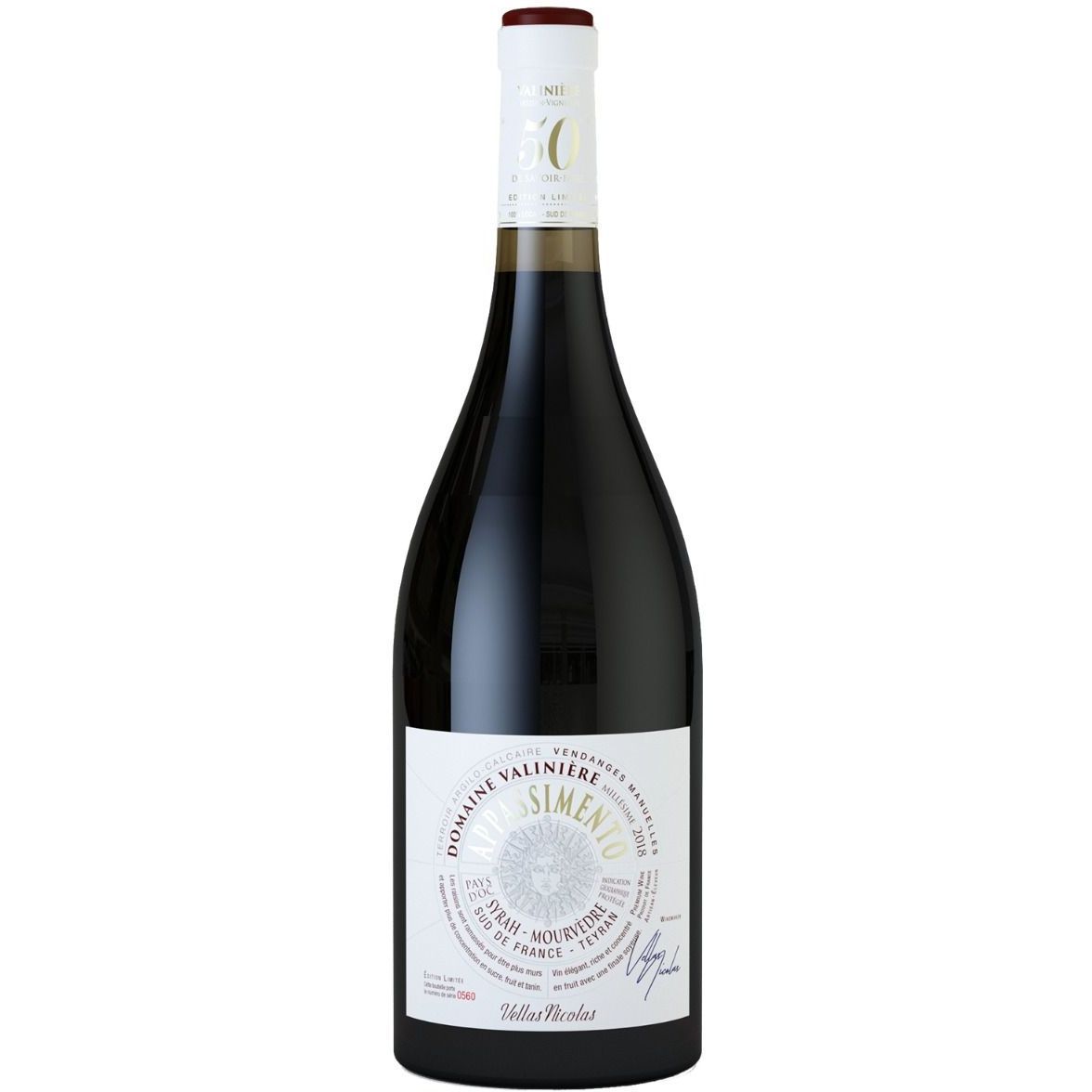 Вино Domaine Valiniere Appassimento Rouge IGP Pays D'Oc 2020 красное сухое 0.75 л - фото 1
