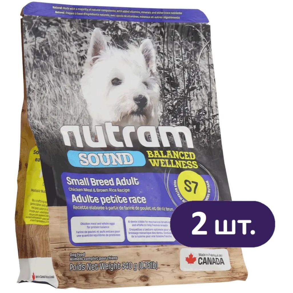 Акція!! 2 по ціні 1: Сухий корм для собак дрібних порід Nutram - S7 Sound Balanced Wellness Small Breed Adult Dog 680 г (2 шт. х 340 г) - фото 1