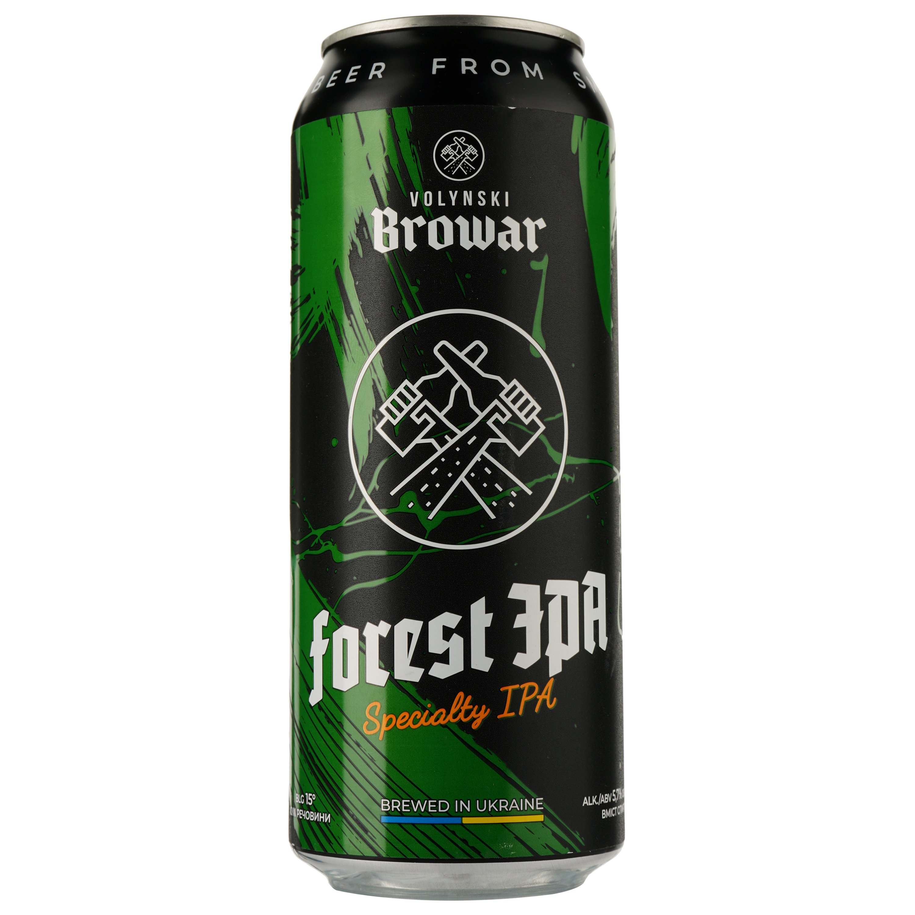 Пиво Volynski Browar Forest Ipa, светлое, нефильтрованное, 5,7%, ж/б, 0,5 л - фото 1