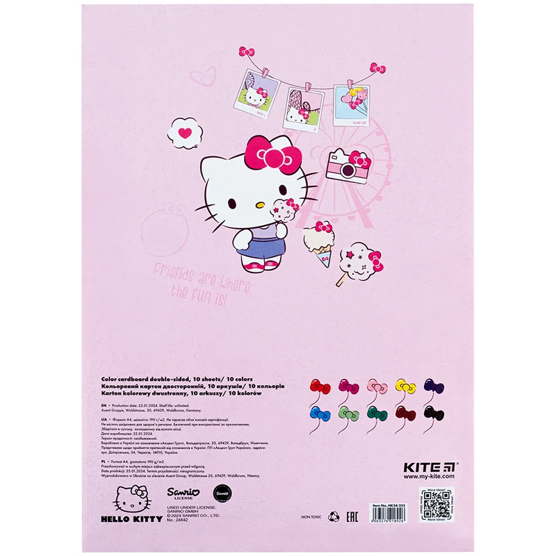 Картон кольоровий Kite Hello Kitty двосторонній А4 10 аркушів (HK24-255) - фото 4