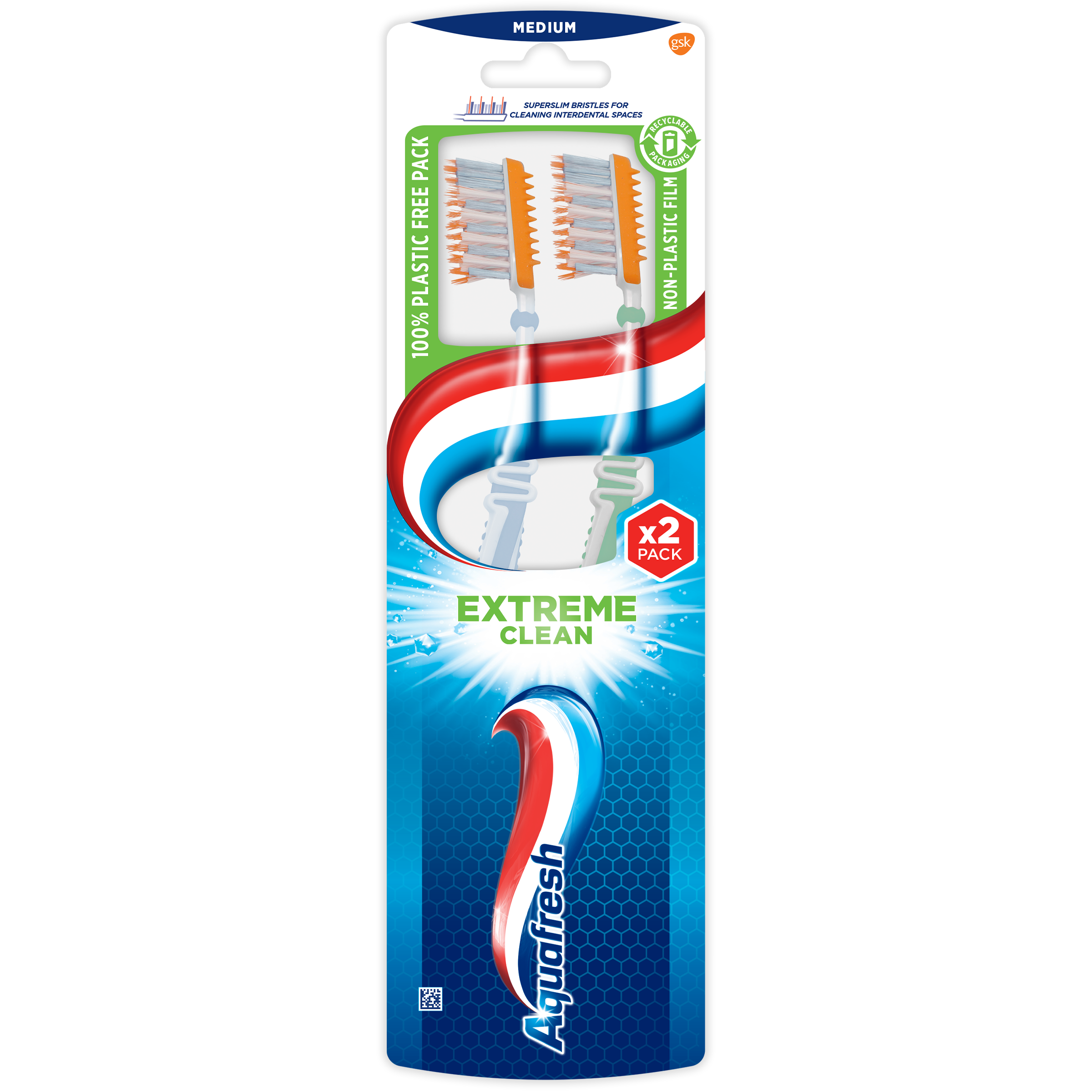 Зубная щетка Aquafresh Extreme Clean Medium 1+1, средняя, в ассортименте, 2 шт. - фото 2