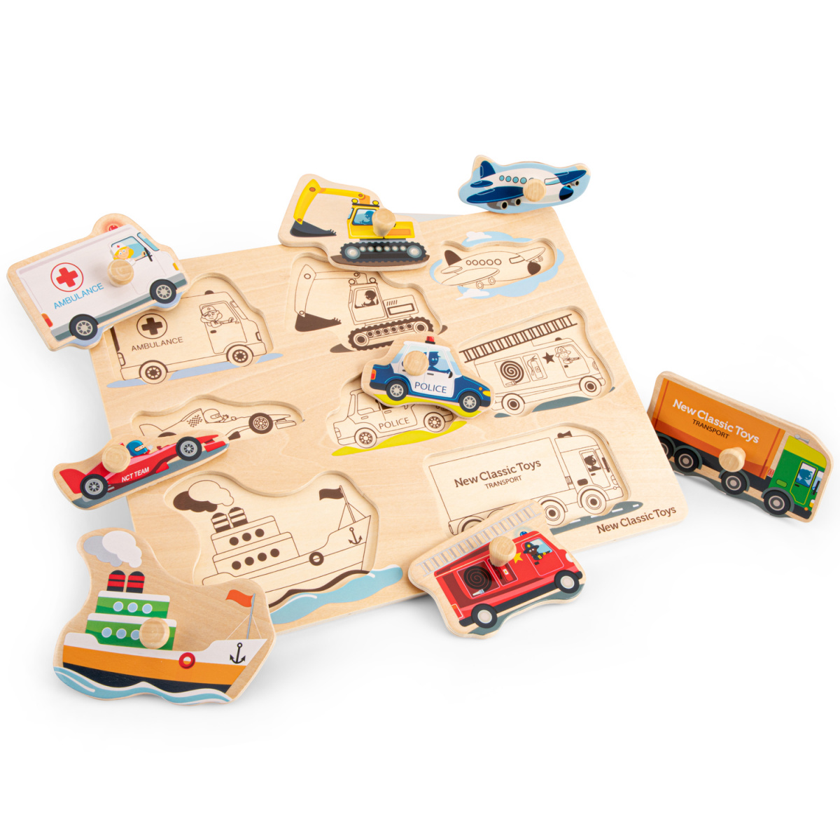 Пазл деревянный New Classic Toys Транспорт, 8 частей (10432) - фото 4