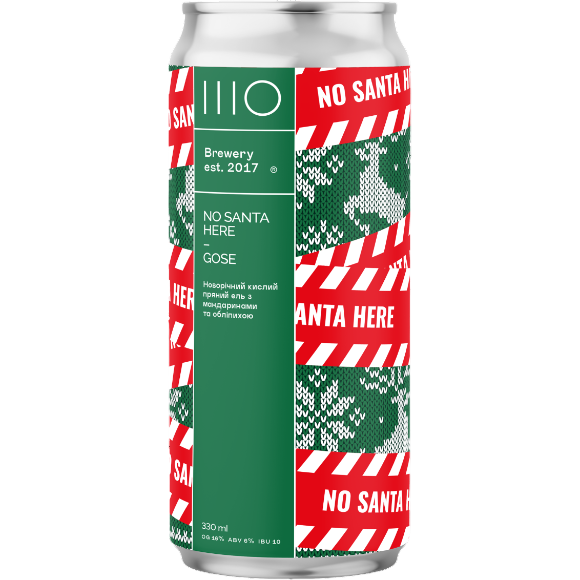 Пиво Sho Brewery No Santa Here світле нефільтроване 6% 0.33 з/б - фото 1