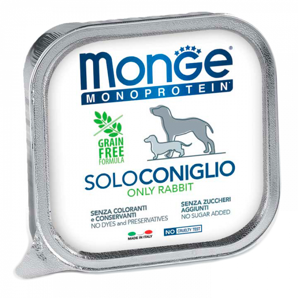 Влажный корм Monge Dog Solo, для взрослых собак, 100% кролик, 150 г - фото 1